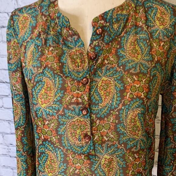 90s vintage shirt. sheer paisley 1/2 button up shirt small Harry styles - Picture 6 of 8
